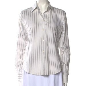 Loro Piana Striped Long Sleeve Button-Up Top IT 42